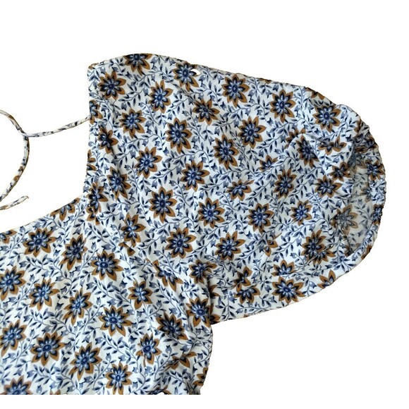 LOFT BEACH Sundress Womens Small Cream Blue Boho Coverup Dress Abstract Floral - Picture 3 of 13